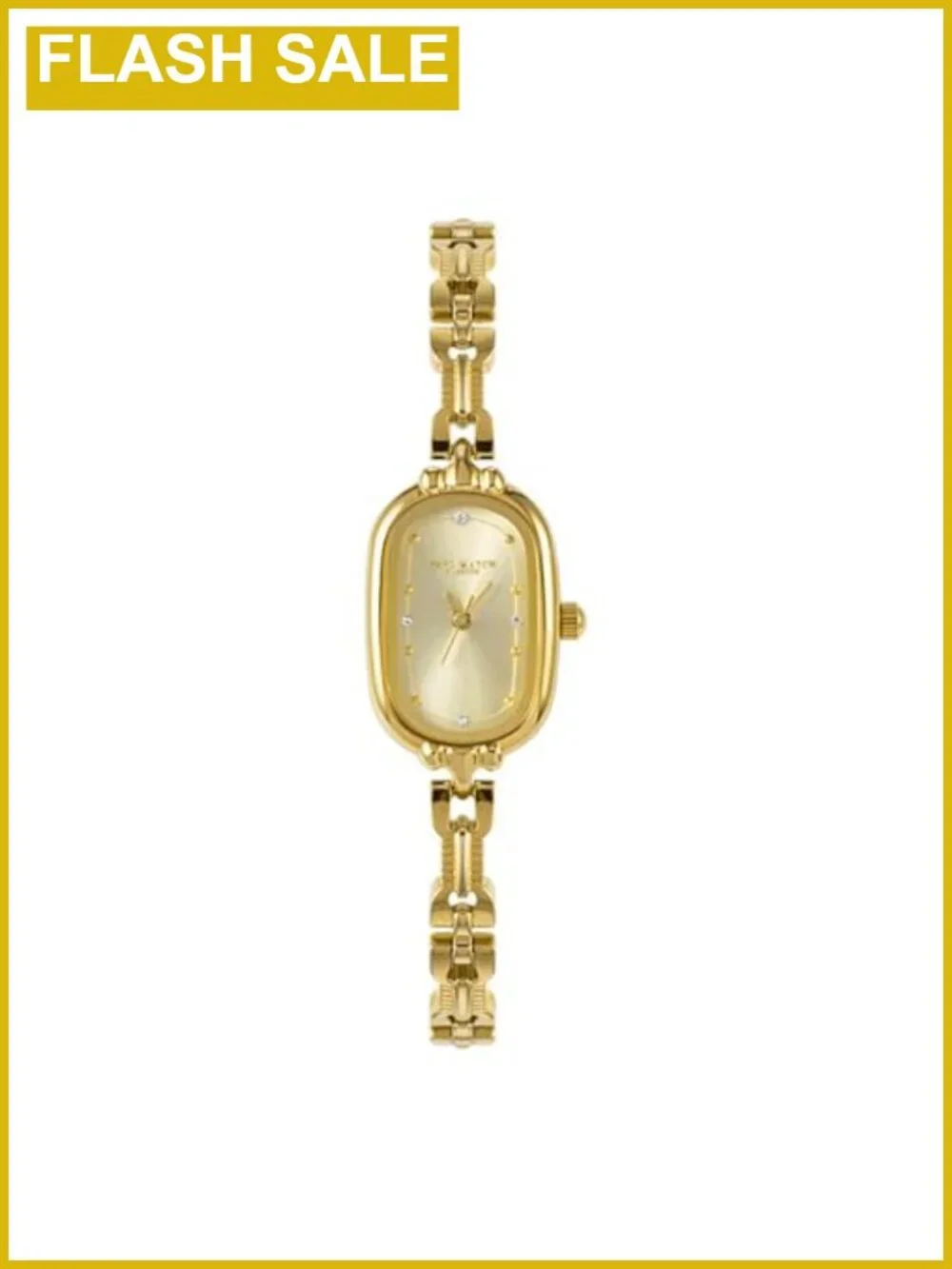 Vintage Gold Bracelet Watch Oval Rhinestone Quartz Luxury Dainty